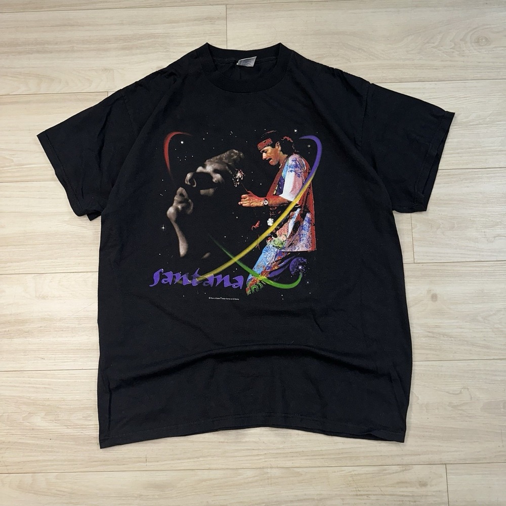 Vintage 90's Santana River Of Colors US Tour Double Sided T-Shirt XL  Retro Rock